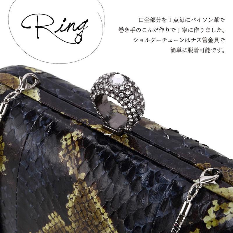 パーティーバッグ パイソン 結婚式 がま口 バッグ ショルダー サブ
