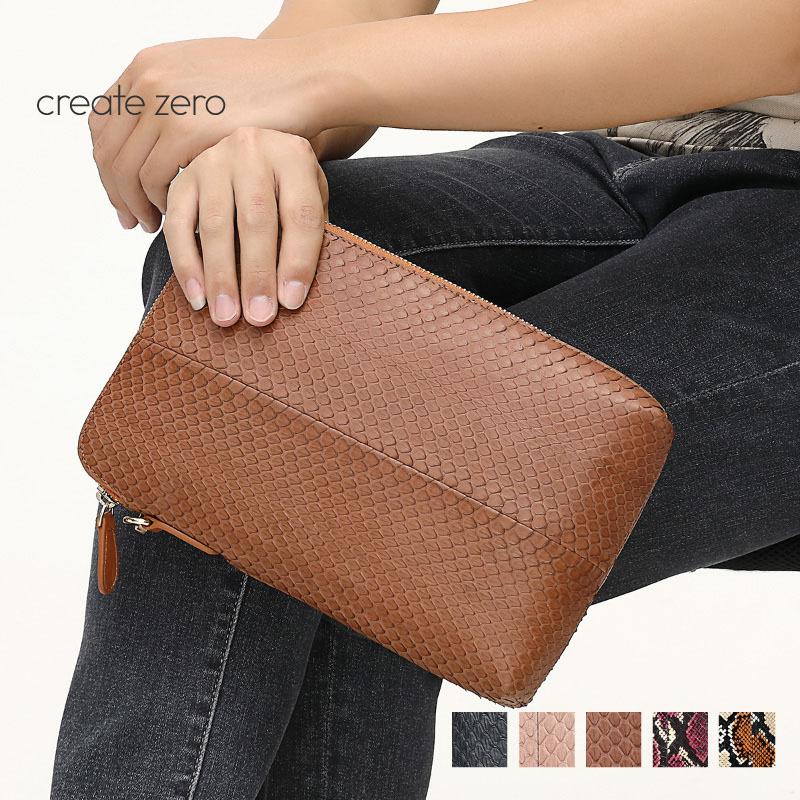 ブラウン 羊革 クラッチバッグ 中型