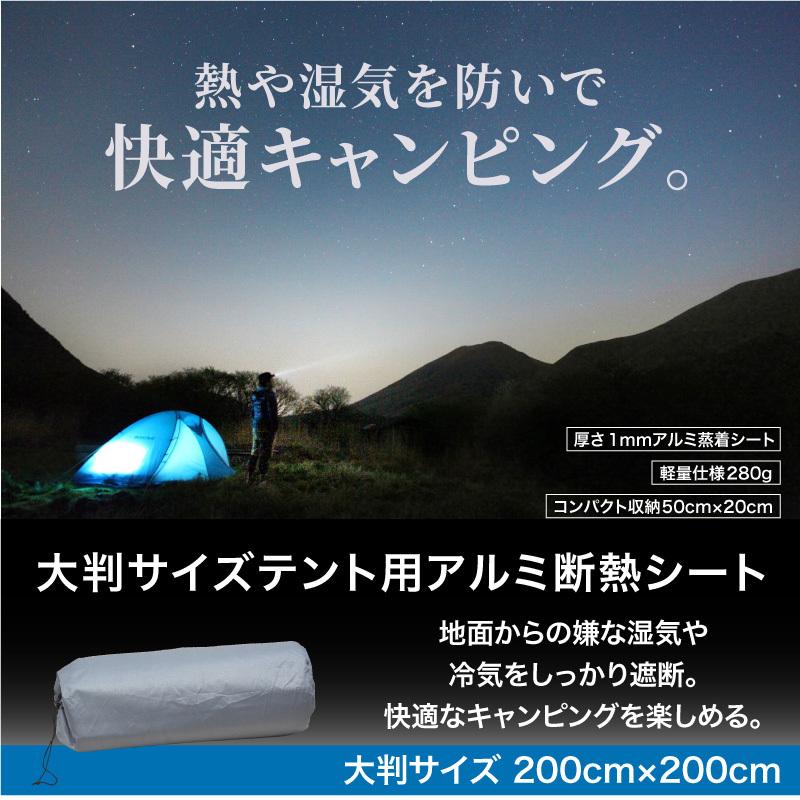 レジャーシート 薄手 大判 アルミシート 200×200 厚さ1mm 断熱シート クッションマット テントシート キャンプシート  対応｜ggbank