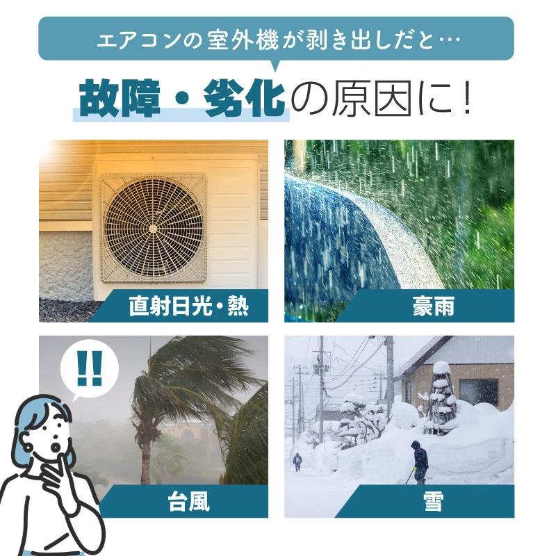 エアコン室外機カバー 日除け カバー 日よけ 雪よけ アルミ製 断熱シート 厚手 大型 風除け 虫対策 省エネ 節電_2