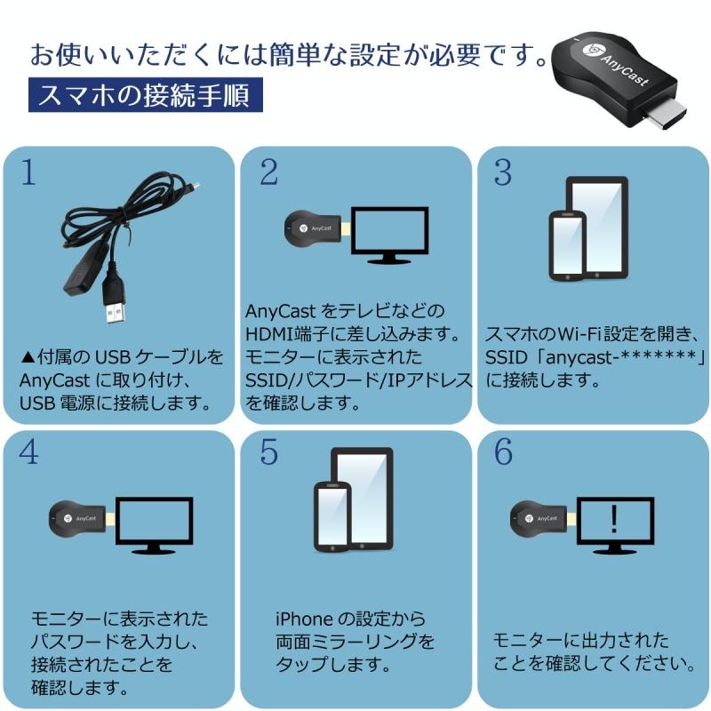 AnyCast M2 Plus HDMI WiFi ドングルレシーバー ミラーリング テレビ EZCast iPhone  Windows MAC Chrome 無線｜ggbank｜08