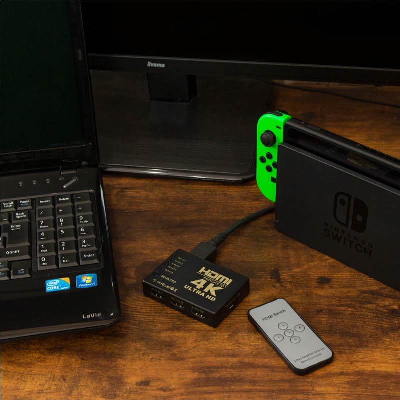 HDMI切替器 5入力 1出力 セレクター HDMI2.0 HDCP2.2 高画質 4K 3D