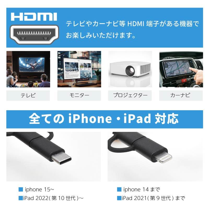ミラーリング iphone ミラーリングケーブル スマホ テレビ 車 有線 wi 