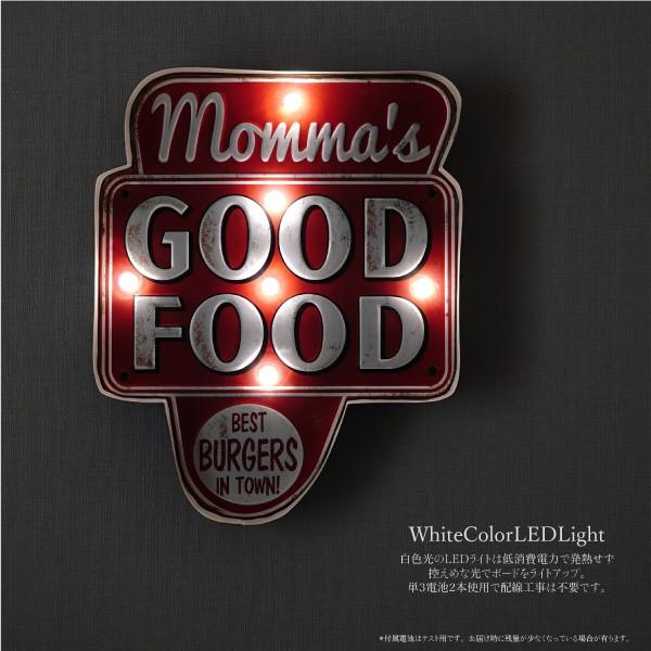 看板 LED 照明 mommas GOOD FOOD プレート アンティーク風 アメリカン雑貨 インテリア ヴィンテージ オブジェ おしゃれ｜ggbank｜02