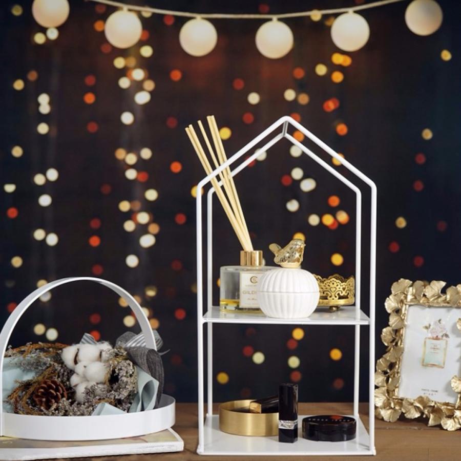 アイアン ディスプレイ 2段 ラック 収納 オブジェ 北欧 ハウス型 小物