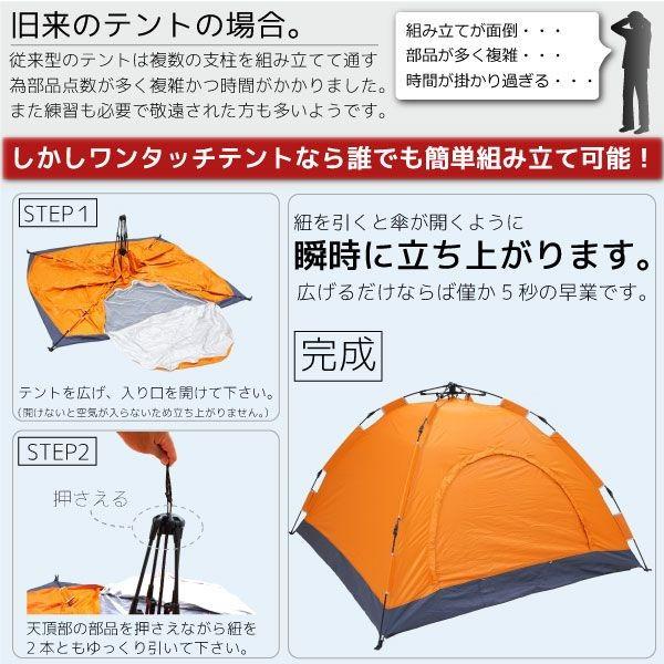 テント ワンタッチ 軽量 小型 簡単設営 2人 3人 2m×2m×1.4m 換気窓