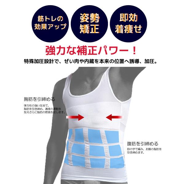 加圧ウェア 加圧シャツ メンズ タンクトップ ブラック ホワイト ネイビー S M L 加