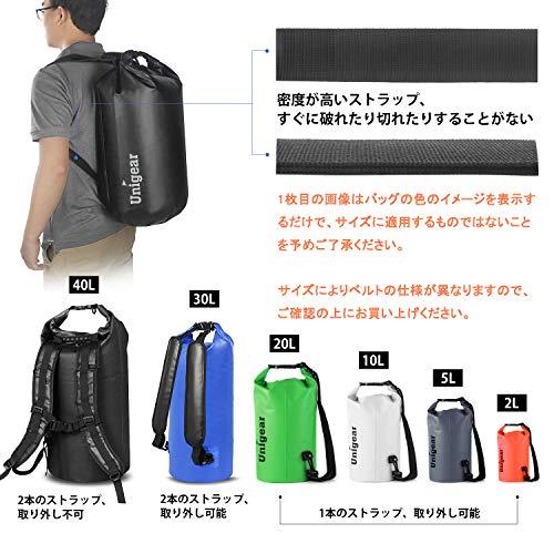 Unigear ドライバッグ 防水バッグ 防水ポーチ付き ドラム型 新型素材 防水 防塵 9色 6サイズ 2L 5L 10L 20L 30L 40L (信楽利休(ダークカーキ色), 10L)｜ggf1-store｜03