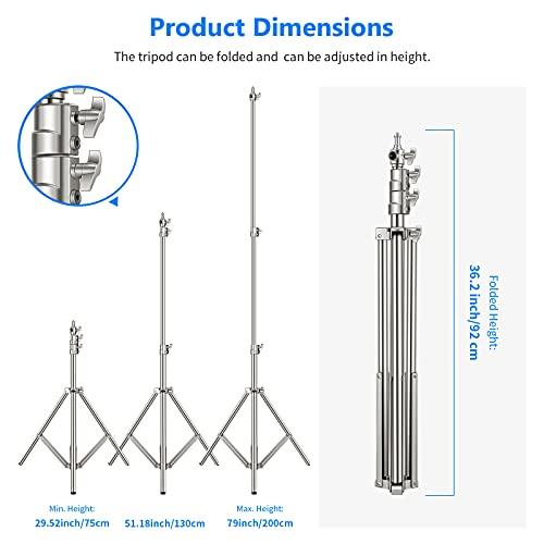 NEEWER 2m ステンレススチール ライトスタンド スプリングクッション 耐久性 写真三脚スタンド 1/4インチから3/8インチのユニバーサルネジアダプター付き ストロ｜ggf1-store｜05