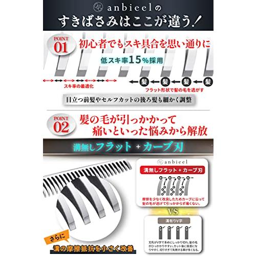 anbieel (現役プロ美容師が総監修) 散髪 ハサミ すきばさみ セット 低 すき率 髪切りハサミ セルフカット｜ggf1-store｜03