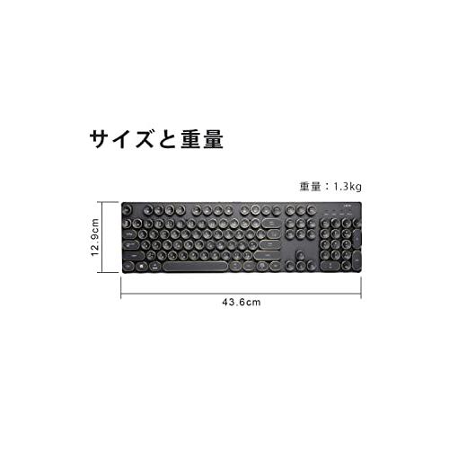 HKW タイプライター風メカニカルキーボード 青軸 104キー USB有線 日本語キーボード (アンティーク風)｜ggf1-store｜06