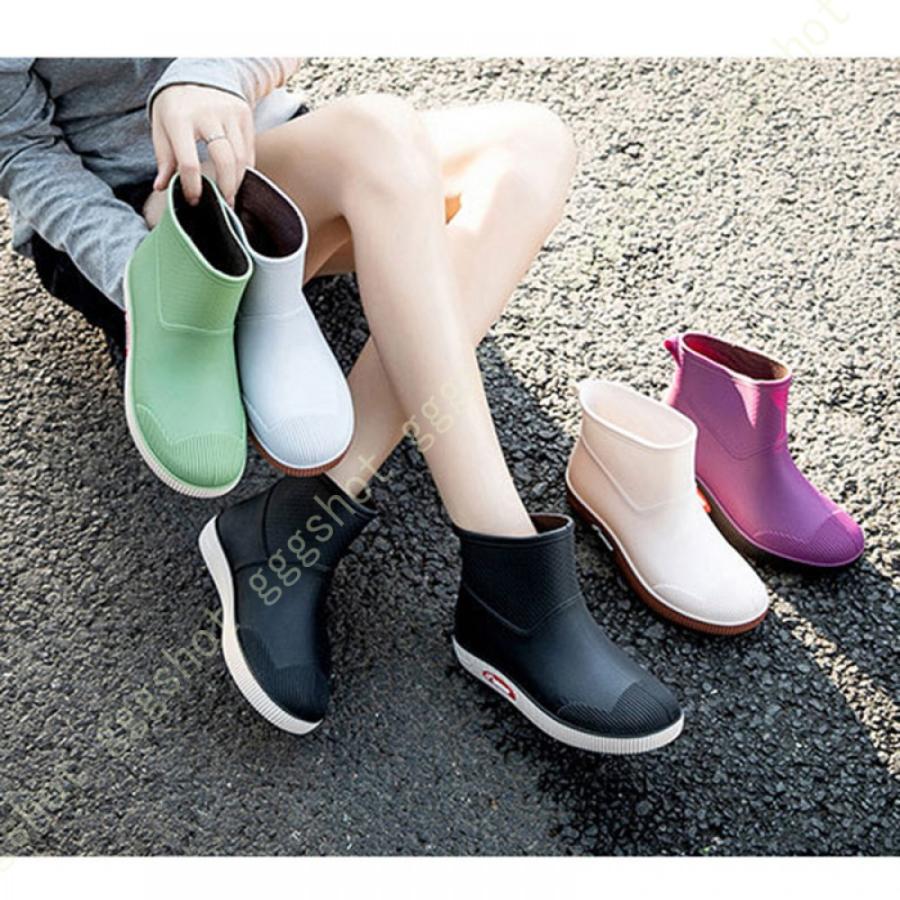 レインブーツ レディース オシャレ 雨靴 シンプル 無地 厚底 レインブーツ 快適 防水 耐滑 ショートブーツ レインシューズ 防水靴 女性用 ゆったり ビジネス 7uz0nd52iq レディースファッション Rdigitalmart Com