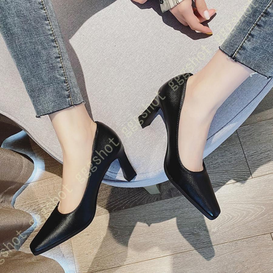 パンプス ハイヒール とんがりトゥ ヒール7cm パーティー レザー調 太ヒール シンプル おしゃれ 美脚 黒パンプス ローヒール 黒 歩きやすい 柔らかい Peihgjhlge Www Familyontour De