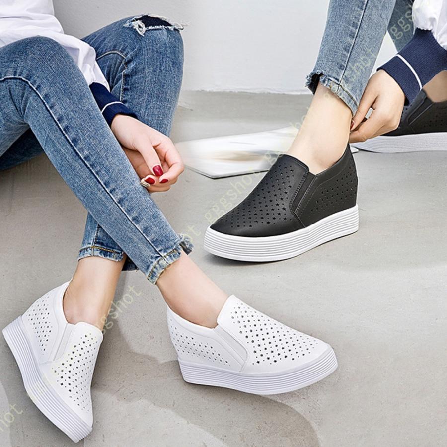 スリッポン スニーカー レディース ダンス インヒールスニーカー 黒 ローカット 美脚 かわいい おしゃれ 厚底 歩きやすい 靴 カジュアル