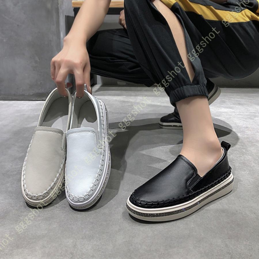 スニーカー スリッポン レディース 厚底 美脚 ビジュー キラキラ ローカット フラット 柔らかい カジュアル おしゃれ カジュアルシューズ 黒 大きいサイズ 最大 オフ