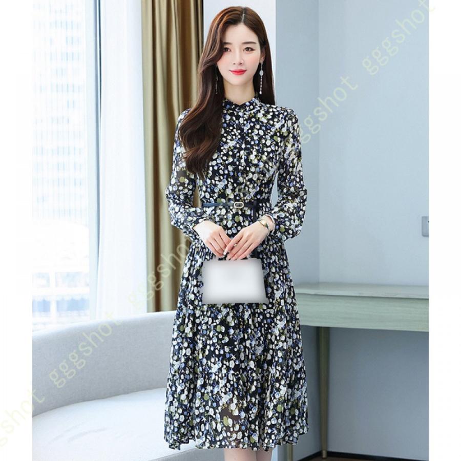 22年最新入荷 裏地付き 魅力 おしゃれ マキシワンピース ワンピース シフォン レディース 花柄 ワンピース 長袖 通勤 二次会 着痩せ 可愛い 大人 ワンピ ロング ベルト付き ワンピース カラー ブラック Www Naprehab Com