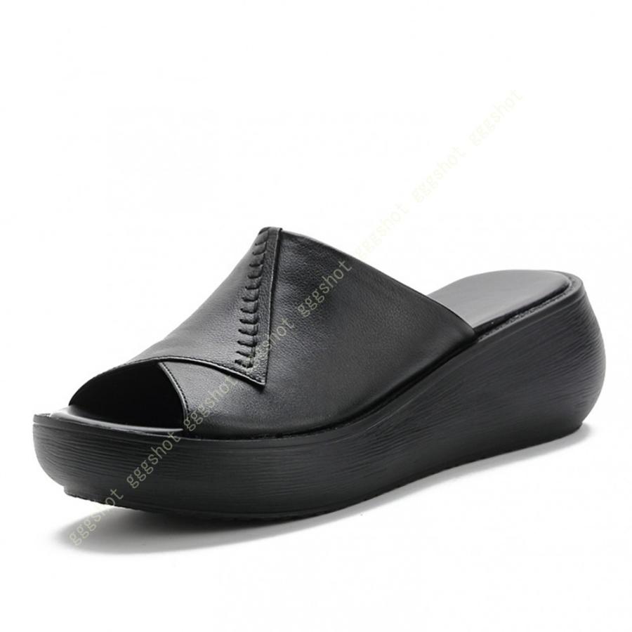 21超人気 ウェッジソール ヒール 6cm レディース ミュール サンダル オープントゥ スリッパ コンフォート 履きやすい 疲れにくい つっかけ 大きいサイズ ミュール サボ サンダル カラー 黒 Www 11thspace Com