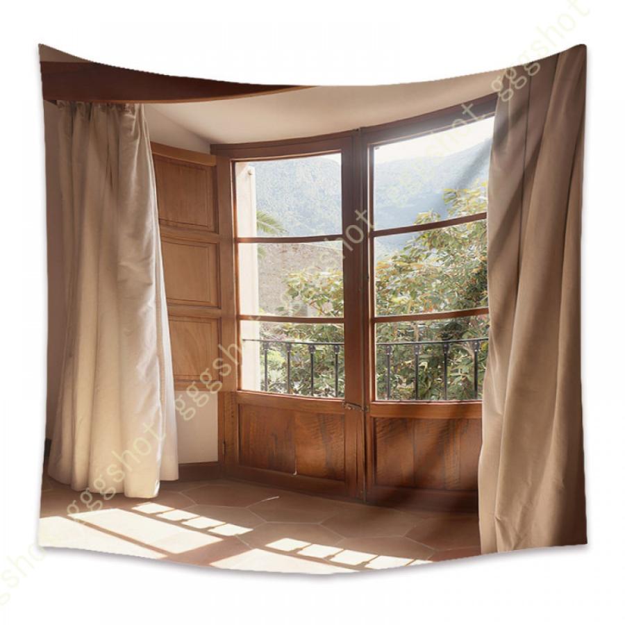 ブランドのギフト 癒し 美しい 森 海外 窓 海 北欧 海岸 疑似窓 タペストリー インテリア サントリーニ タペストリー 背景布 新居祝い 多機能壁掛け タペストリー カラー カラー 17 Www Naprehab Com