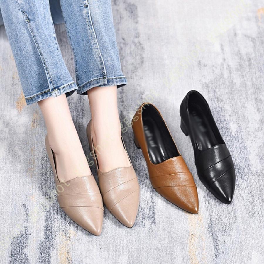 パンプス 黒 ローヒール ローファー レディース 本革 太ヒール ローファー 歩きやすい 痛くない ぺたんこ カジュアル フラットシューズ フォーマル オフィス 人気top