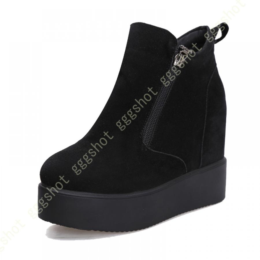 入学式 卒業式 袴 ブーツ ヒール シークレットブーツ ショートブーツ レディース 厚底ブーツ インヒール サイドジップ 11cm 黒 ハイヒール ウェッジソール 驚きの価格