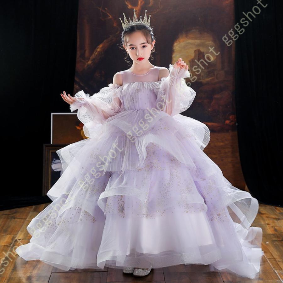 大阪買蔵 子供 ドレス 長袖 レース チュール ワンピース ジュニアドレス 春夏秋冬 フォーマル用 ピアノ発表会 ロングドレス 子供ドレス 結婚式 演出 女の子 お姫様 クリアランスお得セール Ssl Daikyogo Or Jp