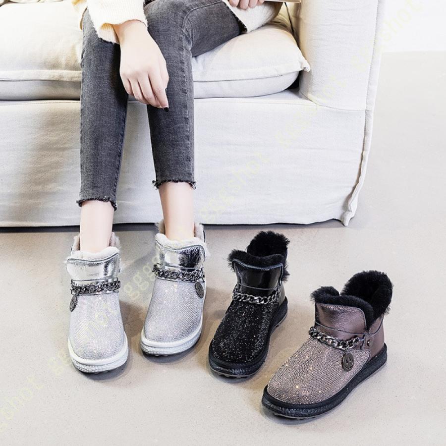 おすすめ レディース スノーブーツ ビジュー 防寒 保温 ムートンブーツ ショートブーツ あったか 裏ボア ブーツ ハイカット 婦人靴 ウィンター ブーツ 綿靴 雪靴 お洒落 在庫あり 即納