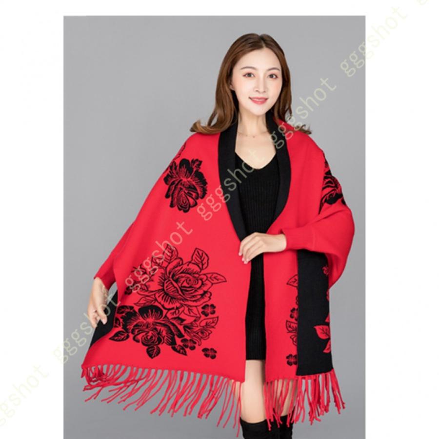 ポンチョ カーディガン ストール ケープ レディース 秋 冬 花柄 カーデガン カシミヤタッチ 厚手 秋冬 アウター 羽織り 洗える かわいい 肩がけ 肩掛け