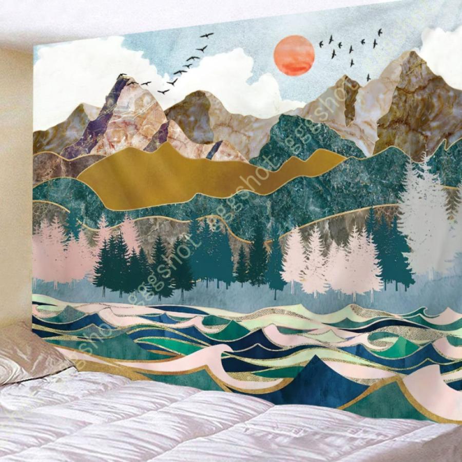 タペストリー 木 チョウ 壁飾り タペストリー 窓 インテリア 飾り おしゃれ サプライズ ホーム装飾 休日飾り スタイルー 青空と白雲 トップ飾り 壁画 装飾布 大人気の