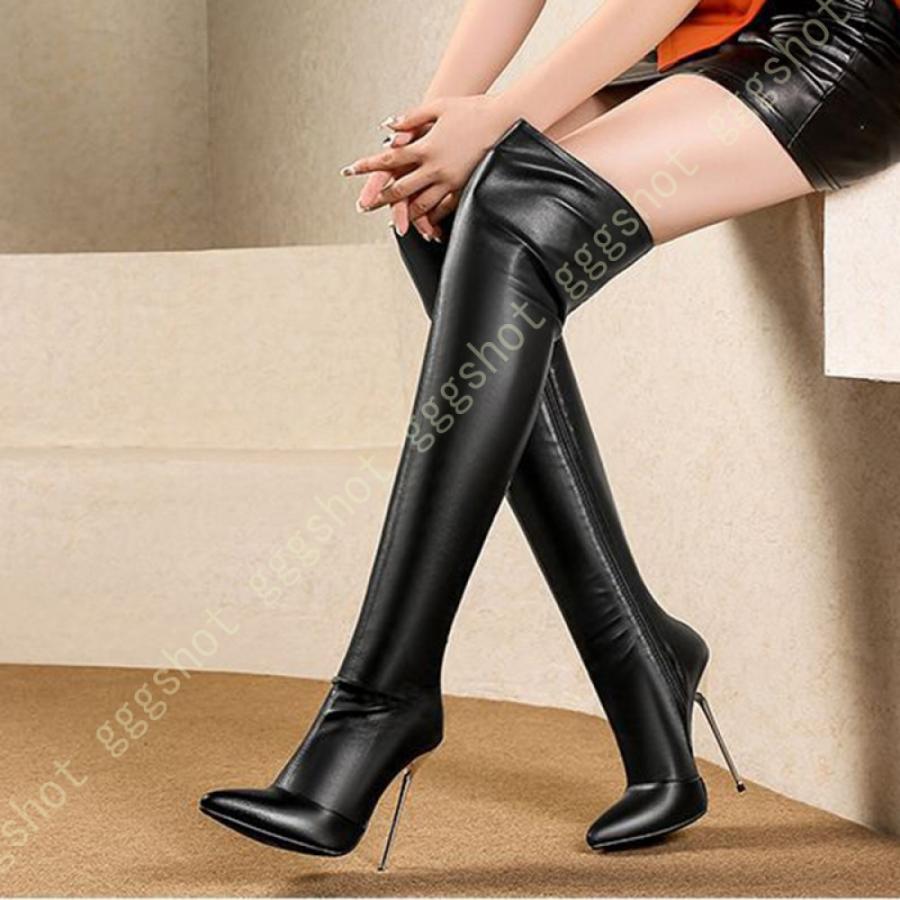 通販激安店舗 超美脚 ニーハイブーツ ニーハイ ブーツ レディース ロングブーツ ストレッチ レディースブーツ エナメル調 ハイヒール ヒール12 5cm サイドジップ ピンヒール 期間限定限定 Www Superavila Com