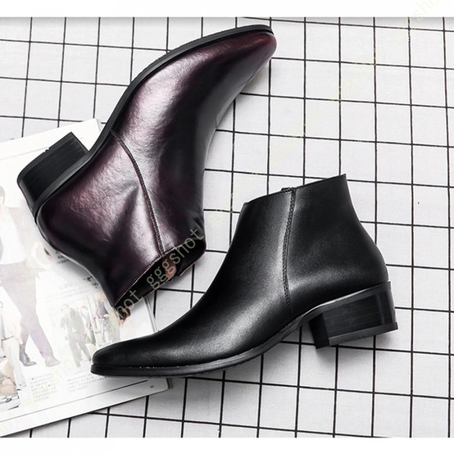 ショートブーツ メンズ ジップブーツ 黒 プレーントゥ ラウンドトゥ カジュアルシューズ 秋冬 おしゃれ サイドジップ 紳士靴 靴 メンズ 秋 冬 軽い 滑りにくい