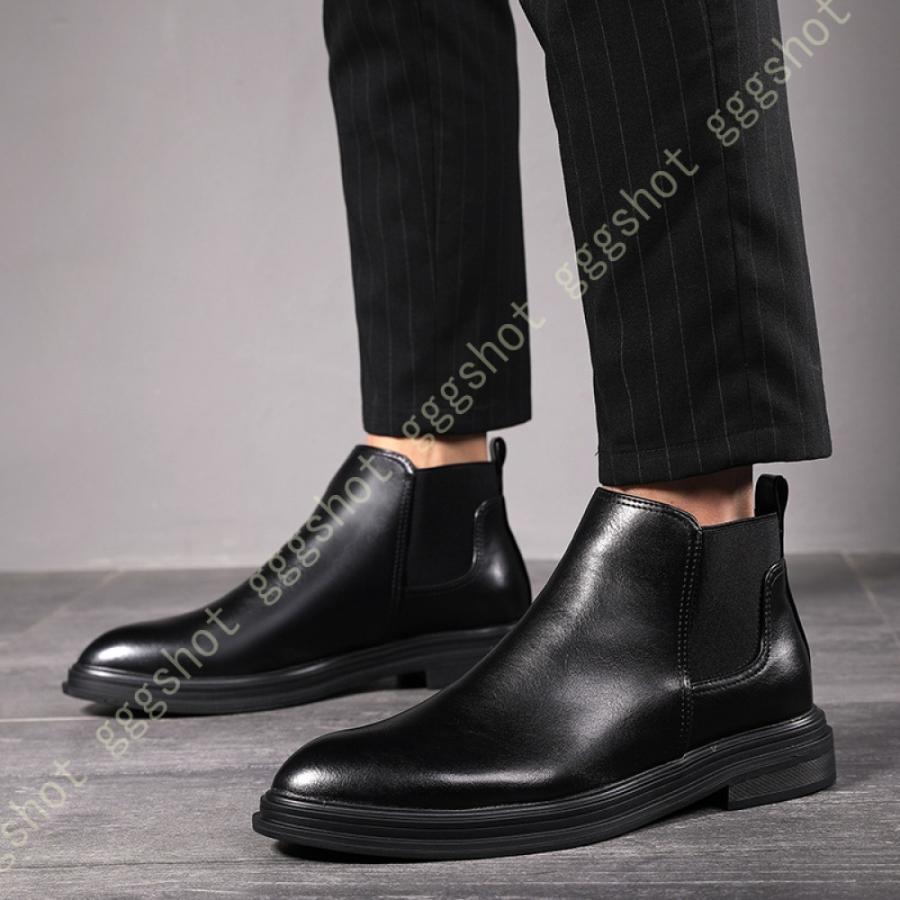 メンズ ビジネスブーツ 防寒靴 防滑 厚底 カジュアル 冬用 ブーツ ハイカット 裏起毛 防寒シューズ ウィンターブーツ 冬靴 レザー チェルシーブーツ 最大45 Offクーポン