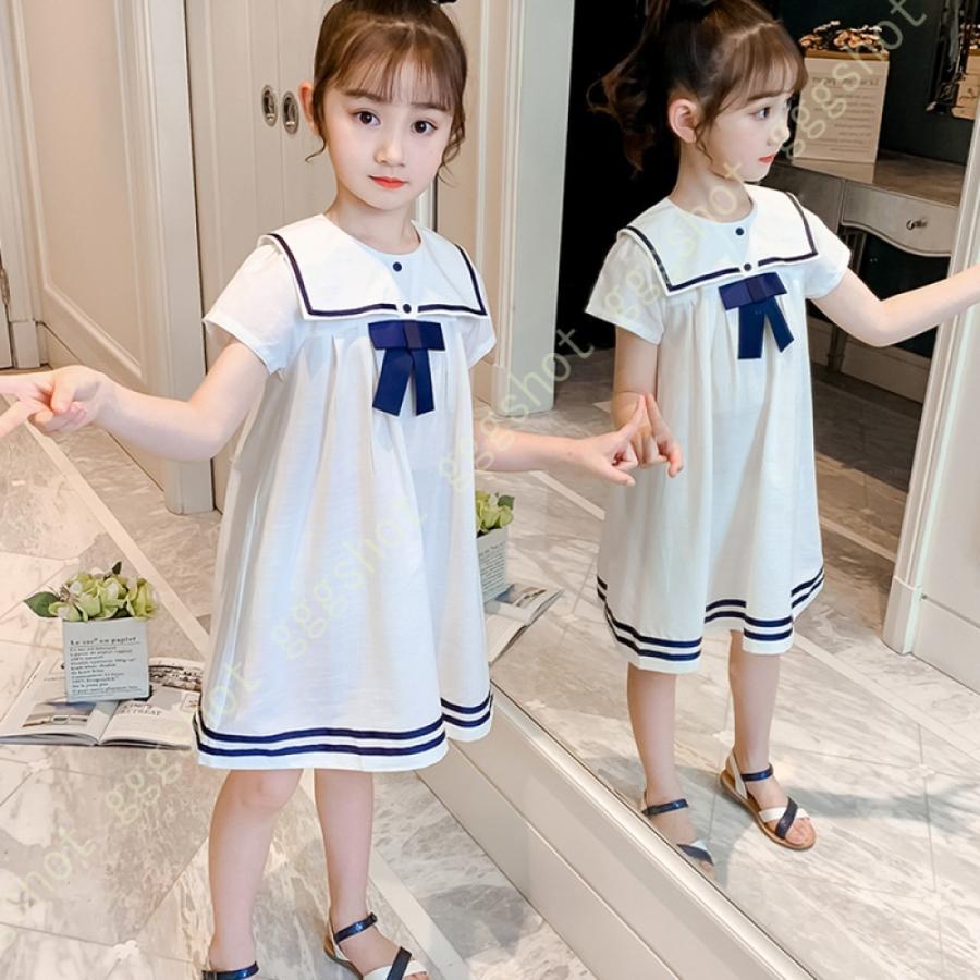 子供服 女の子 ワンピース 半袖 セーラーワンピース 子供 海軍風 キッズワンピース 可愛い ロリータ ガールズ チュニック リボン Aライン セーラー襟付き Szk Ffk 3yifaa Gggshot 通販 Yahoo ショッピング