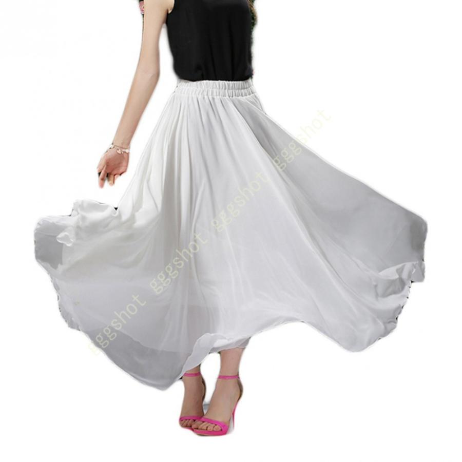 レディース スカート シフォン ロング丈 ハイウエスト Aライン ドレス ウエストゴム 体型カーバ ロングスカート カジュアル 森ガール ハイウエスト スカートスーツ カラー ホワイト Kingsafaritours Com