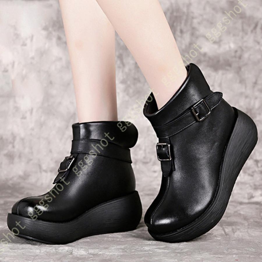 本革 ブーツ レディース 厚底 ショートブーツ バックジップ エンジニアブーツ 疲れない 歩きやすい ブーティ ラウンドトゥ 幅広 甲高 前厚 激安 激安特価 送料無料