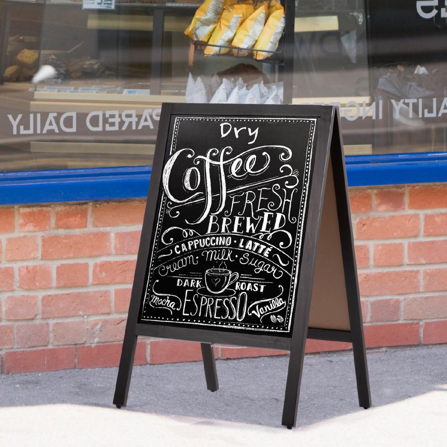 【中古品】両面木製スタンド式黒板・ブラックボード 黒板 ブラックボード 看板 立て看板 スタンド看板 A型看板 両面