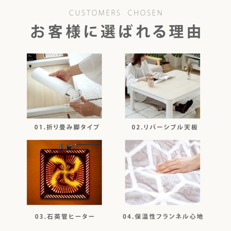 こたつ こたつセット 正方形 こたつテーブル こたつ布団 2点セット 75