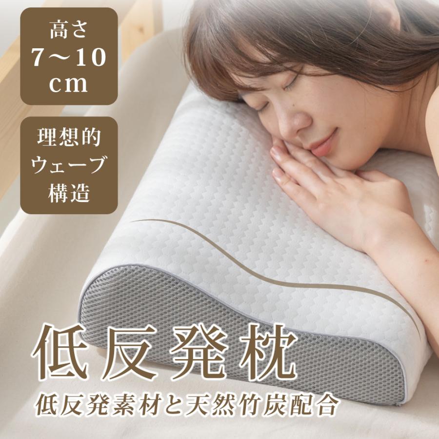 低反発枕 肩こり 安眠 2枚セット 通気性洗えるカバー付き高さ調整 ホワイト
