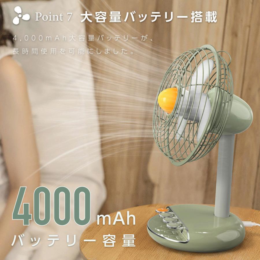 扇風機 コードレス サーキュレーター ファン USB充電式 レトロ 卓上