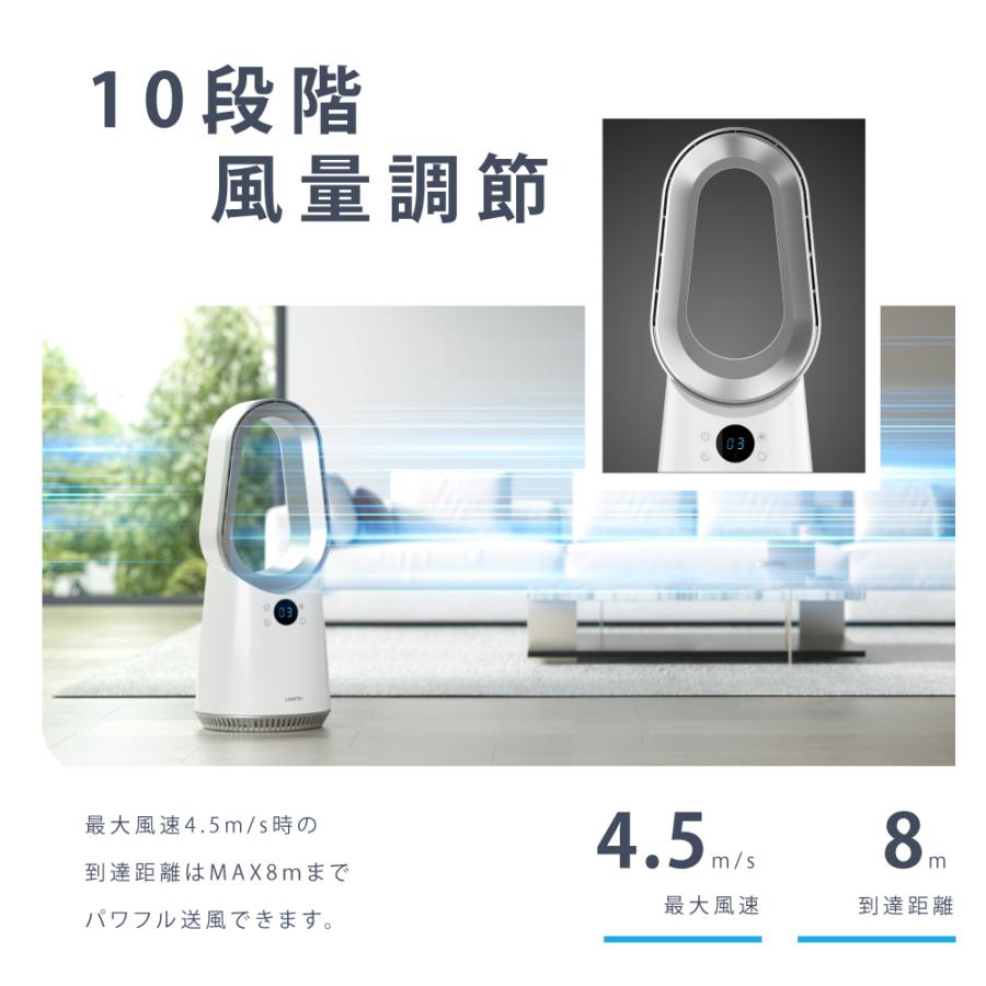 タワーファン 扇風機 羽なし DCモーターリモコン 静音 スリム 9段階風量調節 空気循環 首振り サーキュレーター パワフル送風 3D送風 衣類乾燥 節電 xr-fan04｜ggkk-store｜04