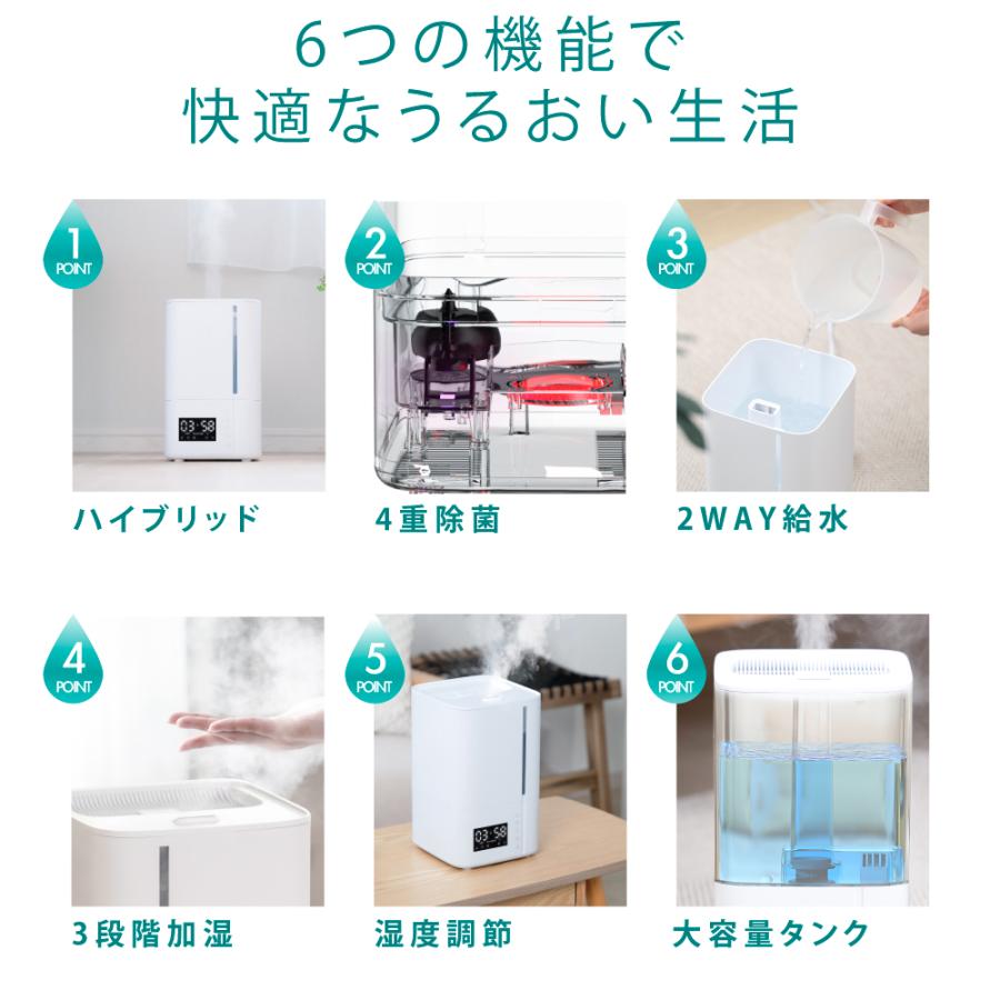 ハイブリッド加湿器 加湿器 4重除菌 マイナスイオンフィルター ハイブリッド加湿器 加湿器 4重除菌 マイナスイオンフィルター