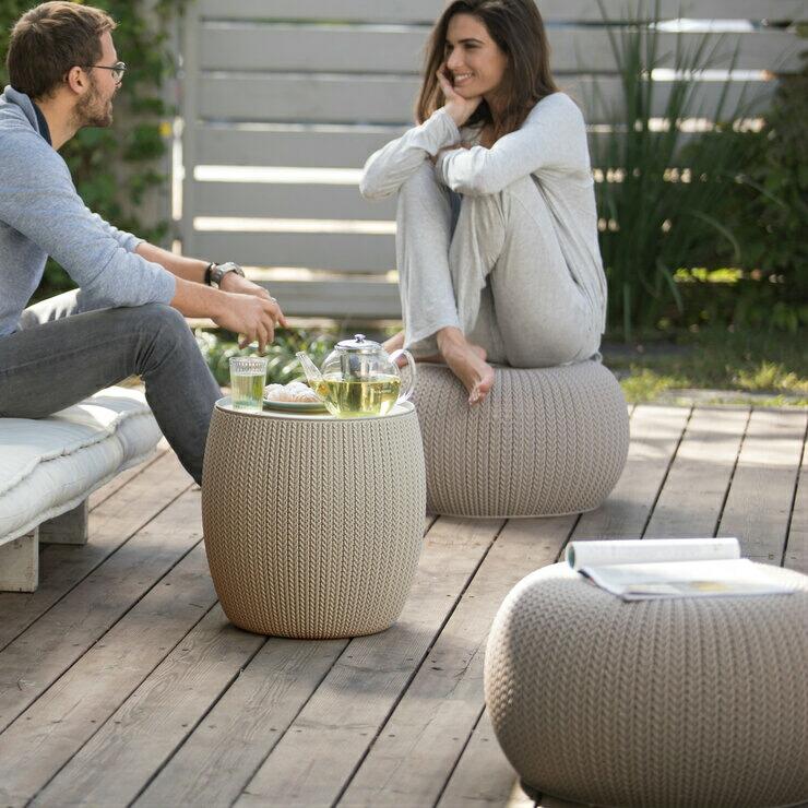 KETER ケター　ガーデンファニチャー ニット調　3点セット 楽天4位☆KETER ケター ガーデンファーニチャー 3点セット テーブル