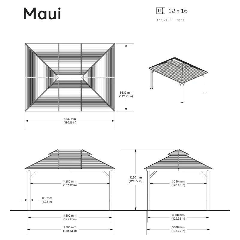 SOJAG ソジャグ MAUI ガゼボ 12×16フィート 約3.7×4.9m 大型 ガーデン