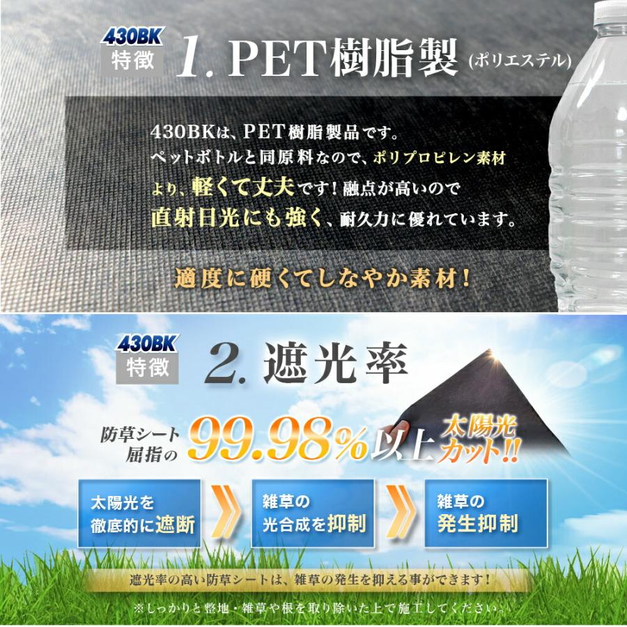 防草シート グリーンアーツ430BK 2m×50m 高品質 耐用年数 18年 高耐久