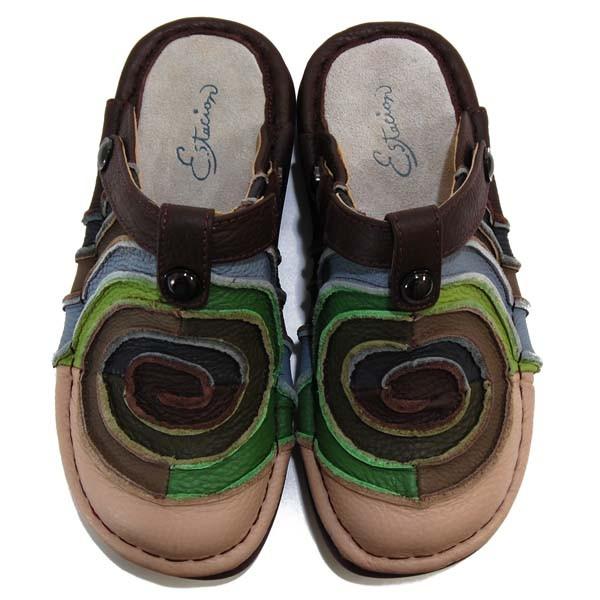 エスタシオン Estacion 革 グルグルモチーフ サボサンダル サボ