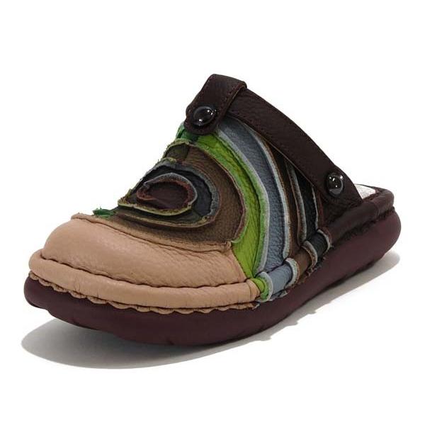 エスタシオン Estacion 革 グルグルモチーフ サボサンダル サボ