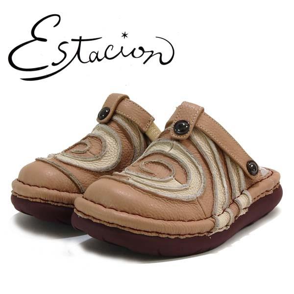 エスタシオン　Estacion 革 グルグルモチーフ サボサンダル