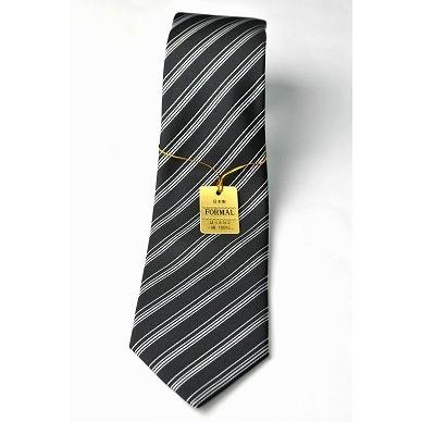 日本製の絹100％の白黒の縞ネクタイ JN020 モーニングコート用シルク
