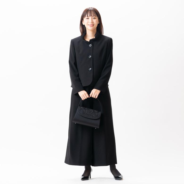 日本製 ブラックフォーマル ワイドパンツ : JO13010 単品 股下60cm