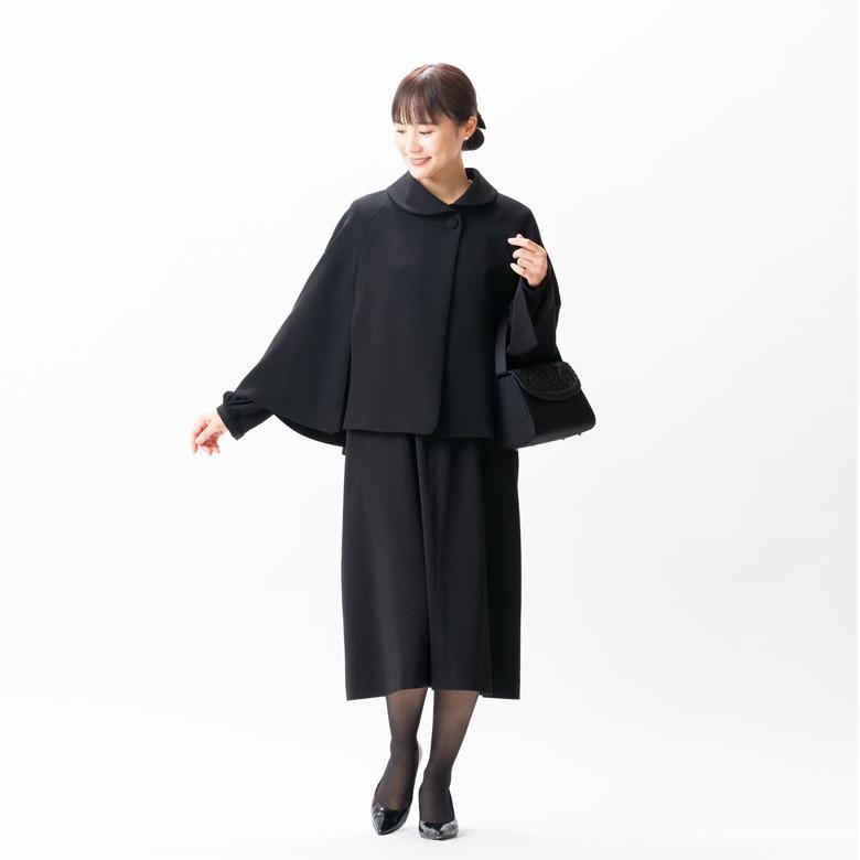 2026年新発売 日本製 春秋冬用 ブラックフォーマル ケープコート