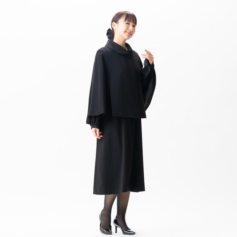 2026年新発売 日本製 春秋冬用 ブラックフォーマル ケープコート